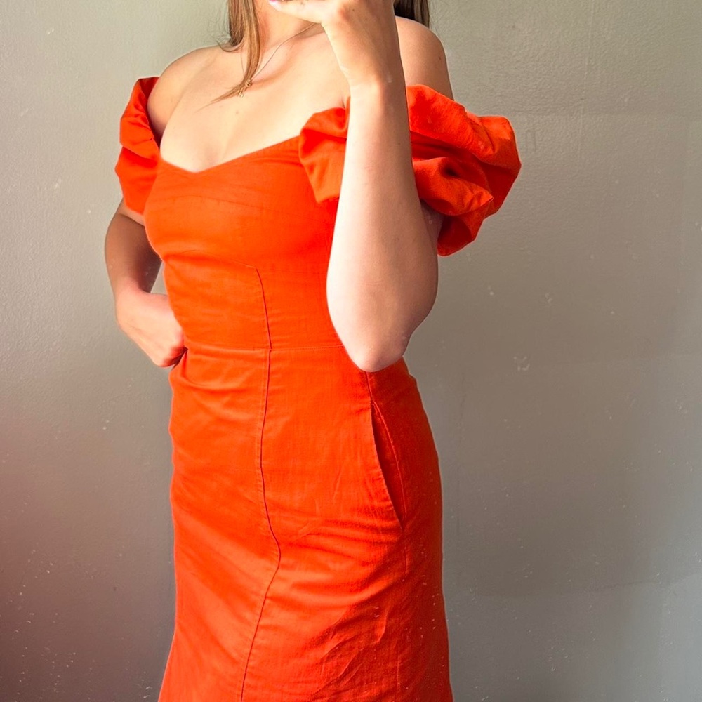 Banana Republic Vibrant Orange Midi Dress